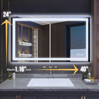 LED Bathroom Mirror 40"x 24",Front Lit and Backlit Bathroom Mirror with Lights,Stepless Dimmable,Anti-Fog, Shatter-Proof, Memory, 3 Colors Lighted Vanity Mirror (Horizontal/Vertical)