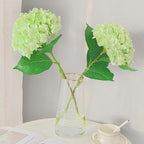 Real Touch Green Hydrangea Artificial Flowers with Stems, Fake Silk Flowers for Outdoors, 3 Pcs Artificial Flowers for Home Decor Wedding Bouquets Centerpieces Vase