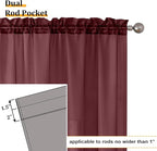 Aiyufeng Sheer Curtains Burgundy Red - Fabric Vertical Window Shades for Sliding Glass Door Balcony Terrace Sun Room Beach Pool House, 40 x 63 inches, 1 Pair