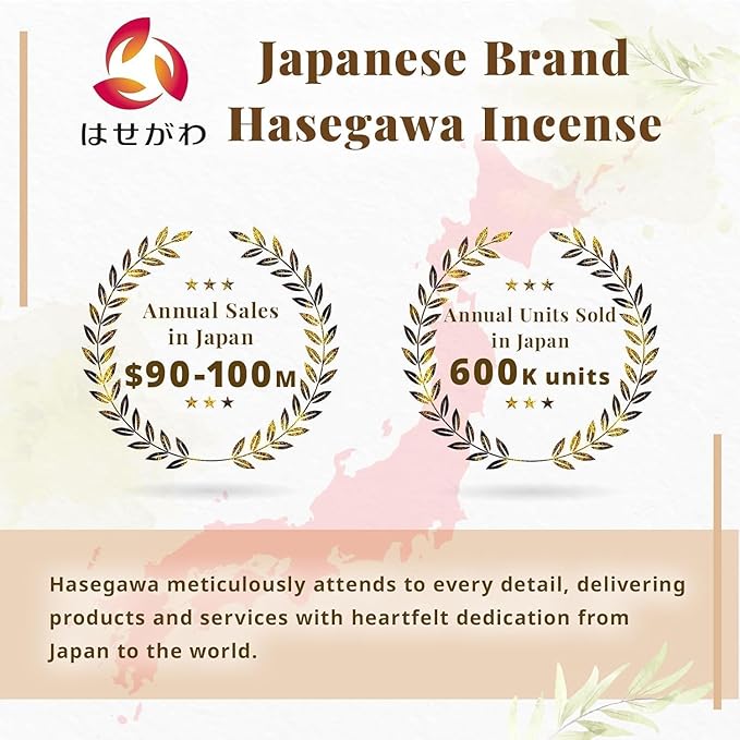 Hasegawa 永遠の今 悠々 | Low Smoke Japanese Incense Sticks | Tranquil Agarwood & Sandalwood Blend | 5.3-inch, 30-Minute Burn, No Synthetic Fragrances, 100g Pack