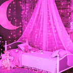 JMEXSUSS 300 LED Curtain Lights Plug in with Remote, 9.8X9.8FT Pink Christmas Lights Indoor, 8 Modes Pink String Lights for Bedroom Window Wall Party Backdrop Xmas Valentine Decorations