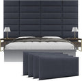 Vänt Upholstered Wall Panels - Queen/Full Size Wall Mounted Headboards - Ribbed Midnight Blue - Set of 4 Panels (Each Individual Panel 30"x11.5")