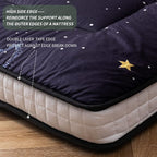 MAXYOYO Black Moon and Star Futon Mattress, Japanese Floor Mattress Quilted Bed Mattress Topper, Extra Thick Folding Sleeping Pad Breathable Floor Lounger Guest Bed for Camping, King