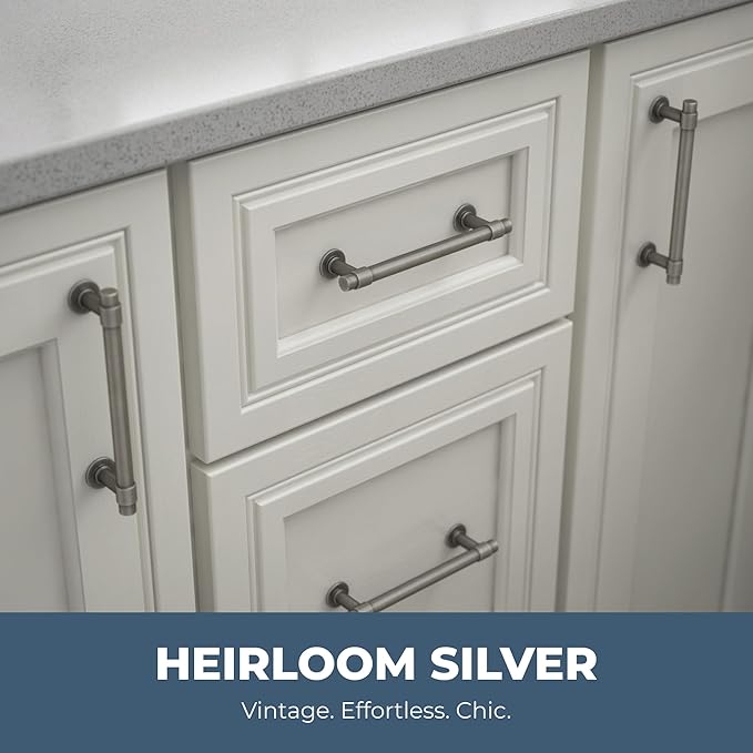 Franklin Brass - Francisco Heirloom Silver Cabinet Handles 5 Inch (5") Hole Center Pulls | Easy Install, Durable Hardware for Kitchen Cabinet Door, Drawers, Dresser Pull, Furniture (10 Pack)