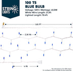Joiedomi Christmas Lights Outdoor,100 Count Blue Christmas Tree Lights Indoor,21.4ft String Xmas Decorations for Dorm Classroom Bedroom Holiday Wedding Party,White Wire