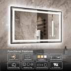LED Mirror, 40x24 Inch Black Framed Gradient Front and Backlit Lighted Vanity Mirror, 3 Colors Dimmable CRI>90, IP54 Enhanced Anti-Fog Wall Mounted LED Bathroom Mirror