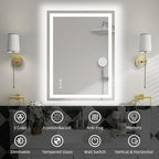 36"x 24" LED Bathroom Mirror with Lights, Anti-Fog, Dimmable, Backlit + Front Lit Smart Mirror, Lighted Bathroom Vanity Mirror for Wall, Shatter-Proof Tempered Glass(Horizontal/Vertical)