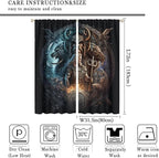 Cool Norse Viking Theme Curtains - Fantasy Ancient Symbols Wildlife Wolf Nordic Vikings Thermal Insulated Blackout Curtains - Rod Pocket Window Treatment Drapes for Bedroom 2 Panels 72L x 31.5W