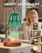 Green Candle Warmer Lamp with Timer & Dimmer, Adjustable Height Birthday Gifts for Women Mom, Flower Candle Lamp Warmer, Wax Warmer with 2 Bulbs, House Warming New House Decorations