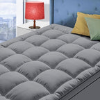 Queen Size Mattress Topper for Back Pain, Cooling Extra Thick Mattress Pad Cover with 8-21 inch Deep Pocket, Plush Pillow Top Mattress Topper Overfilled with Down Alternative, Queen Size, Dark Grey