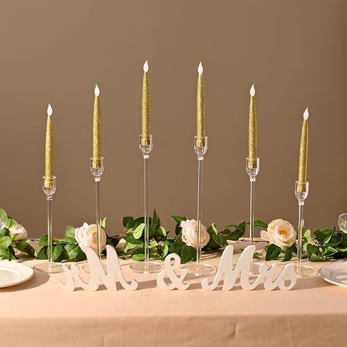 Vincidern 6PCs Acrylic Candle Holders Centerpieces for Table, Taper Candle Holder for Wedding Decor, Dining Room, Halloween, Christmas Decorative Candlestick Holder, Taper Candle Holder Set