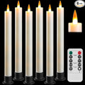 Da by 6 Flameless Window Candles with Remote Controller & Timer, LED Cone Stick Candle, Free 6 Black Bases, 9.6 Inch Battery Powered Christmas Candles for Home, Party, Holidays, Christmas Decoration