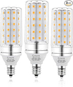 E12 LED Bulbs,12W LED Corn Light Bulb, E12 LED Bulb 100W Equivalent 1200 Lumen 3000K Warm White, Non-Dimmable LED Candelabra Light Bulbs, E12 Candelabra Base Chandelier Light Bulbs, Pack of 3