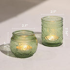12pcs Assorted Green Votive Candle Holders for Wedding Table Decorations, Glass Tea Lights Candle Holder for Bridal Shower, Baby Shower Decrations, Boho Tea Party Decor, Wedding Party Gifts for Guests