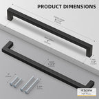 goldenwarm 1 Pack 8 Inch Black Cabinet Handles Matte Black Drawer Pulls Stainless Steel Cabinets Hardware Square Bar Modern for Kitchen Bathroom Cupboard