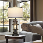 26" Vintage Industrial Table Lamps Set of 2, Farmhouse 3 Way Dimmable Touch Control LED Night Lights Table Lamp with USB A+C Ports & AC Outlet, Rustic Retro Beside Nightstand Lamp for Bedrooms Bronze