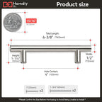 homdiy Brushed Nickel Cabinet Handles Drawer Pulls - HD201SN Cabinet Pulls 4in Hole Centers Cabinet Hardware 5Pack Cabinet Door Handles for Kitchen Cabinets