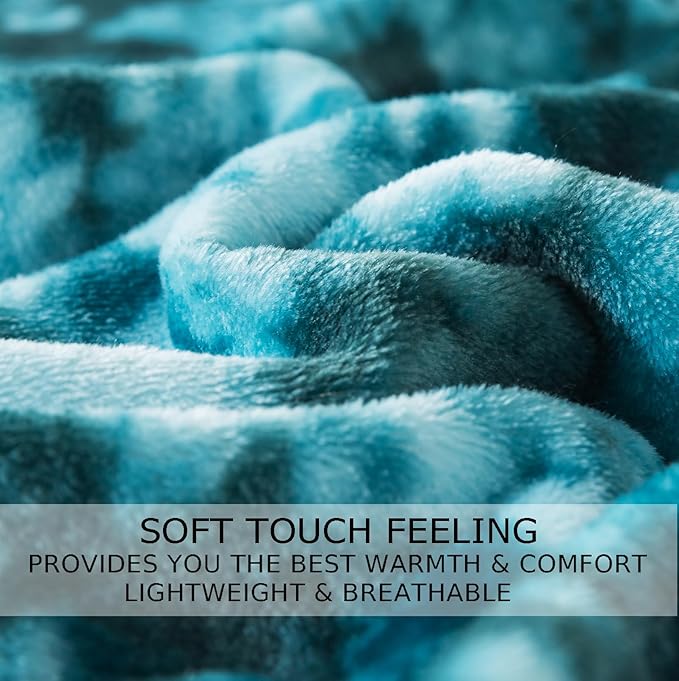 Fuzzy Throw Blanket Travel Size - Teal, Soft and Comfy, Plush and Furry Faux Fur, Reversible Throw Blankets for Sofa and Bed, 50x60 Inches,Teal