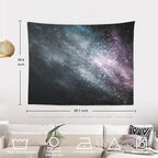 Batmerry Cosmic Dust Starry Expanse Tapestry, Nebula Like Dark Cosmos Wall Art Hanging Decoration Polyester Fiber White Ruffled Around for Dorm Room Bedroom Living Room, 39.1x59.1 inches