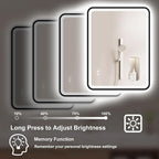 S'bagno 32X24 Black LED Mirror for Bathroom with Frontlit & Backlit, LED Bathroom Mirror with Metal Frame, Anti-Fog, Stepless Dimmable, 3 Colors Temperature LED Vanity Mirror(Horizontal/Vertical)