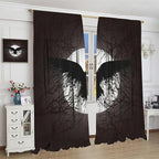 Cool Raven Print Curtains for Bedroom - Vintage Nordic Viking Theme Dead Tree Crow Full Moon Window Treatment,Energy Saving Thermal Insulated Rod Pocket Bedroom Blackout Curtains 2 Panels 72L x 31.5W