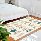 Boho Rug Hand Drawn Cute Rainbows Moon Sun Scandinavian Chic Area Washable Hallway Runner Meditation Mat Minimalist Home Decor for Living Room Bedroom Nursery Playroom Classroom, 3'x5