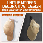 FOTYRIG Extra Long Adhesive Hat Hooks 10lb: No Drill Adhesive Hangers-Clear Wooden Mushroom Head, Holds Cowboy Fedora Baseball Caps Beret-8 Packs