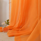 HUTO Orange Sheer Curtains 54 inches Long for Bedroom Top Rod Pocket Sheer Window Panels Curtains for Nursery Living Room 52 by 54 Inch Length Set of 2
