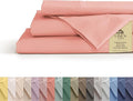 Linen Home 100% Cotton Percale Sheets Full Size, English Rose, Deep Pocket, 4 Pieces Set - 1 Flat, 1 Deep Pocket Fitted Sheet and 2 Pillowcases, Crisp Cool and Strong Bed Linen