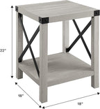 Walker Edison Sedalia Modern Farmhouse Metal X Side Table, 18 Inch, Stone Grey