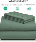 LuxClub 4 PC Full Sheet Set, Breathable Luxury Bed Sheets, Deep Pockets Wrinkle Free Cooling Bed Sheets Machine Washable Hotel Bedding Silky Soft - Tree Moss Green Full