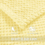 Exclusivo Mezcla Fleece Throw Blanket Extra Large, Super Soft and Warm Blankets for Couch, Sofa and Bed Waffle Textured, Cozy, Fuzzy and Lightweight (Light Yellow, 50x70 Inches)
