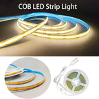 A 5V USB LED Light Strip, COB LED Strip Lights, White 5V LED Lights, Small LED Strip Light, TV Lights for TV Under Cabinet Kitchen Living Room Shelving or Displays (Warm 3.28ft)
