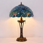 Tiffany Table Lamp Sea Blue Pearl Stained Glass Desk Lamp 16X16X24 Inches Reading Light