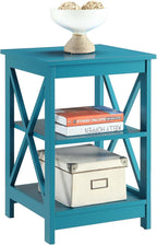 Convenience Concepts Oxford End Table 15.75" - Modern Living Room Table with Storage Shelves, Transitional Nightstand Side Table for Home Decor and Display, Blue