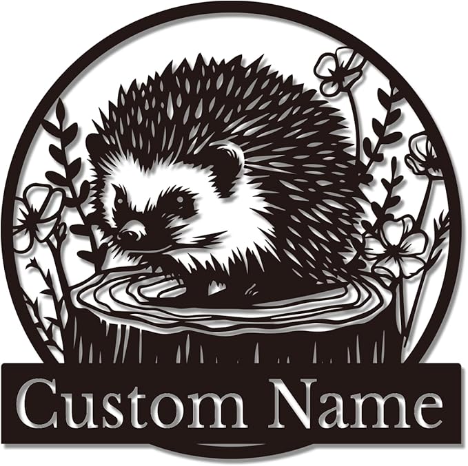 Custom Hedgehog Metal Sign, Personalized Hedgehog Metal Wall Art,Hedgehog Lovers Gift Metal Kid Room Decor,Personalized Hedgehog Lover Name Sign,Kid Nursery Decoration (Hedgehog B)