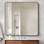 39" x 39"Bathroom Mirror, Matte Black Wall Mirror with Metal Frame, Decorative Rectangular Vanity Mirror for Bedroom Bathroom Living Room Entryway (Horizontal/Vertical)