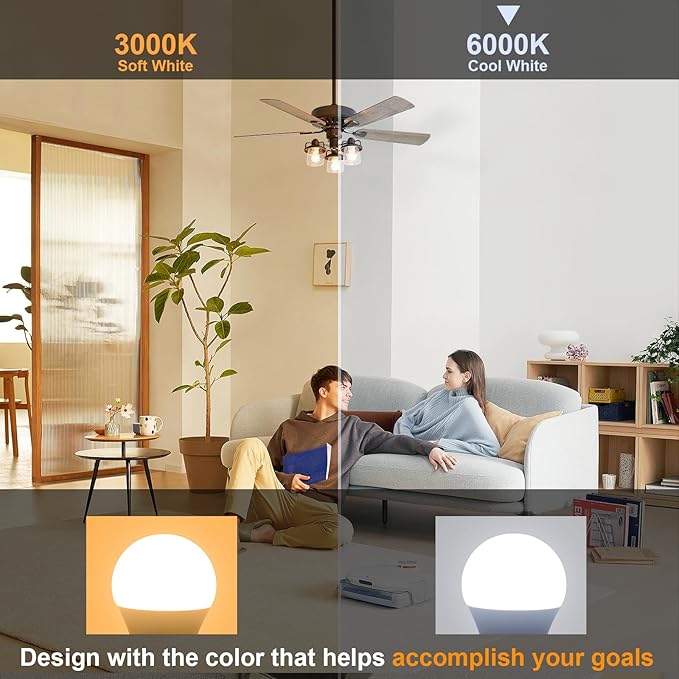 comzler E26 Base 8 Pack Light Bulbs, 6000K Cool Bright Daylight A15 Light Bulbs, 60 Watt Equivalent120V Energy Saving Refrigerator Small Bulbs, Appliance Eye Protection Light Bulb for Ceiling Fan