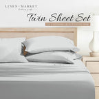 Linen Market Double-Brushed Microfiber Twin XL Sheet Set 3 Piece – Oeko-TEX Certified Ultra Soft & Wrinkle-Free - 16" Deep Pocket Sheets - Easy Care Twin XL Size - Light Gray