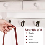 Emfogo Coat Hooks Wall Mounted, Rustic Wood Coat Rack Wall Mount Shelf with Hooks, Farmhouse Wall Coat Rack with Shelf & Coat Hook for Entryway, Mudroom, Bedroom, Kitchen, Bathroom (White)