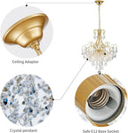 WUZUPS Crystal Chandelier 5-Light Pendant Ceiling Light Modern Lighting Fixture for Dining Room Hallway Bedroom Kitchen Bathroom, H 22.4" x W 18.3", E12 Base, Gold