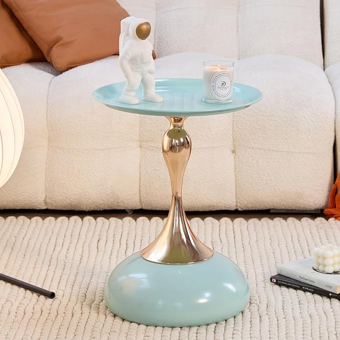 Sleek Hourglass Side Table - Stylish Modern Design Perfect for Living Rooms, Cafes, Dining Areas, Bedrooms, and Outdoors - Chic Decorative Accent (1, Light Green)