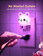 DORESshop Cat Night Lights Plug Into Wall [2 Pack], Cute Night Light for Kids, 8-Color RGB LED Night Light, Nightlight with Dusk to Dawn Sensor for Kids Room, Bathroom, Bedroom Décor, Children Gift