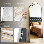DUMOS Arched Wall-Mounted Full Length Mirror 20"x63" for Bedroom, Full Body Floor Mirror with Stand, Hanging or Leaning for Wall, Black