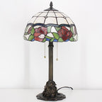 Tiffany Stained Glass Table Lamp 12X12X21Inch Resin Base Desk Bedroom Living Room Reading Light (red Rose)