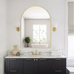 Delma Arched Bathroom Mirror, 28"x40" Wall Mounted Vanity Mirror for Bedroom, Living Room and Entryway, Gold