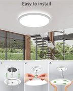 zemty 2Pack 16.5 Inch LED Ceiling Light Flush Mount, 36W 4200lm Super Slim Flush Mount Ceiling Light Fixtures, 3000K/4500K/6000K Selectable Ceiling Lamp for Bedroom Kitchen Living Room (White)