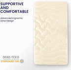 SLEEP ZONE Twin XL Cooling Mattress Topper for College Dorm, Premium Zoned Cool Mattress Pad Cover, Padded Mattress Protector Breathable Washable, Deep Pocket 8-21" (Beige, Twin XL)