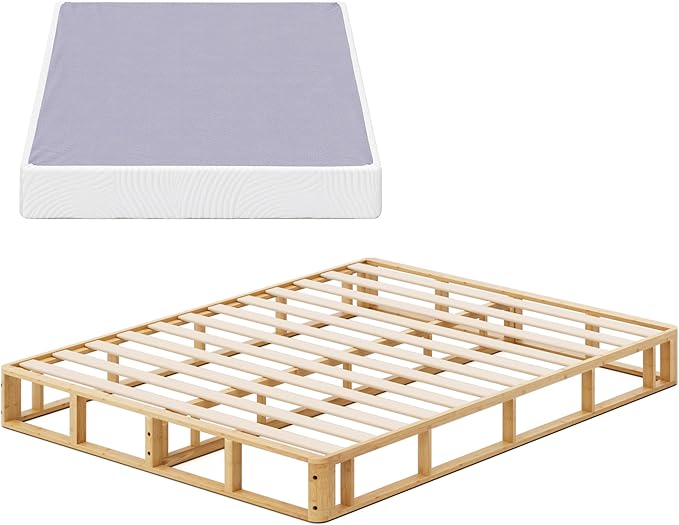 ZINUS Edgar 8 Inch Bamboo Box Spring, Mattress Foundation, Sturdy Bamboo Structure, Low Profile, Easy Assembly, Full