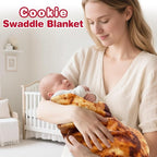 Jorbest Cookie Baby Blanket, 285 GSM Soft Flannel Swaddle Blanket Funny Gifts for Baby Shower Boys and Girls, Cookie Blanket for Toddler Newborn (Dark Brown, 36 inches)